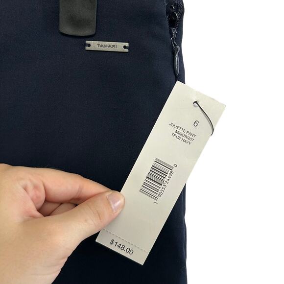 Tahari Twill Skinny Juliette Pants NWT Women's Sz 6 True Navy Stretch Minimalist - Picture 3 of 7